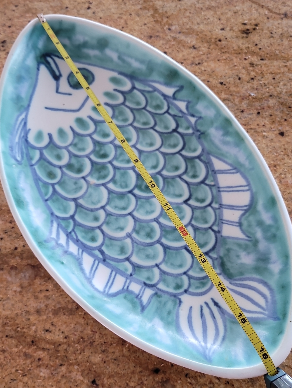 ANDERSEN DESIGN Art Pottery Oval Fish Platter VTG Blue/Green MCM Boothbay Maine - Picture 7 of 14